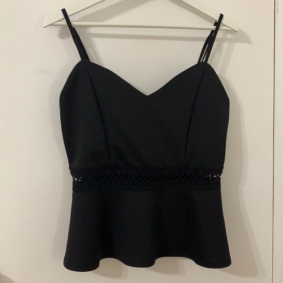 Black spaghetti strap peplum top - Picture 1 of 5
